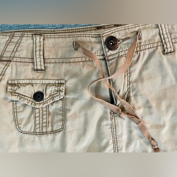 Khaki Cargo Retro 90’s Y2K Skirt 7 Pockets Cotton Knee Length Size 5 - Picture 5 of 7